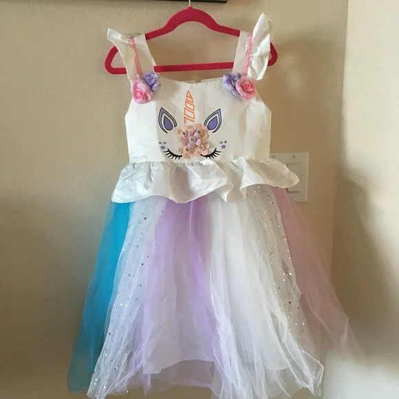 NEW Unicorn Sparkly Little Girls Tutu Dress for Dress Up or Parties - Picture 2 of 6
